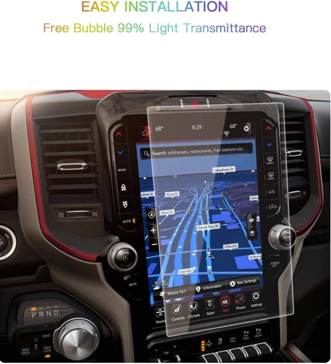 screen protector compatible with 2019 2022 ramanti explosion scratchhd clearsssky premium navigation accessories comaptible with dodge ram12inch