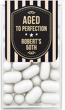 Aged to Perfection Tic Tac Labels Birthday Custom Party Favors Stickers