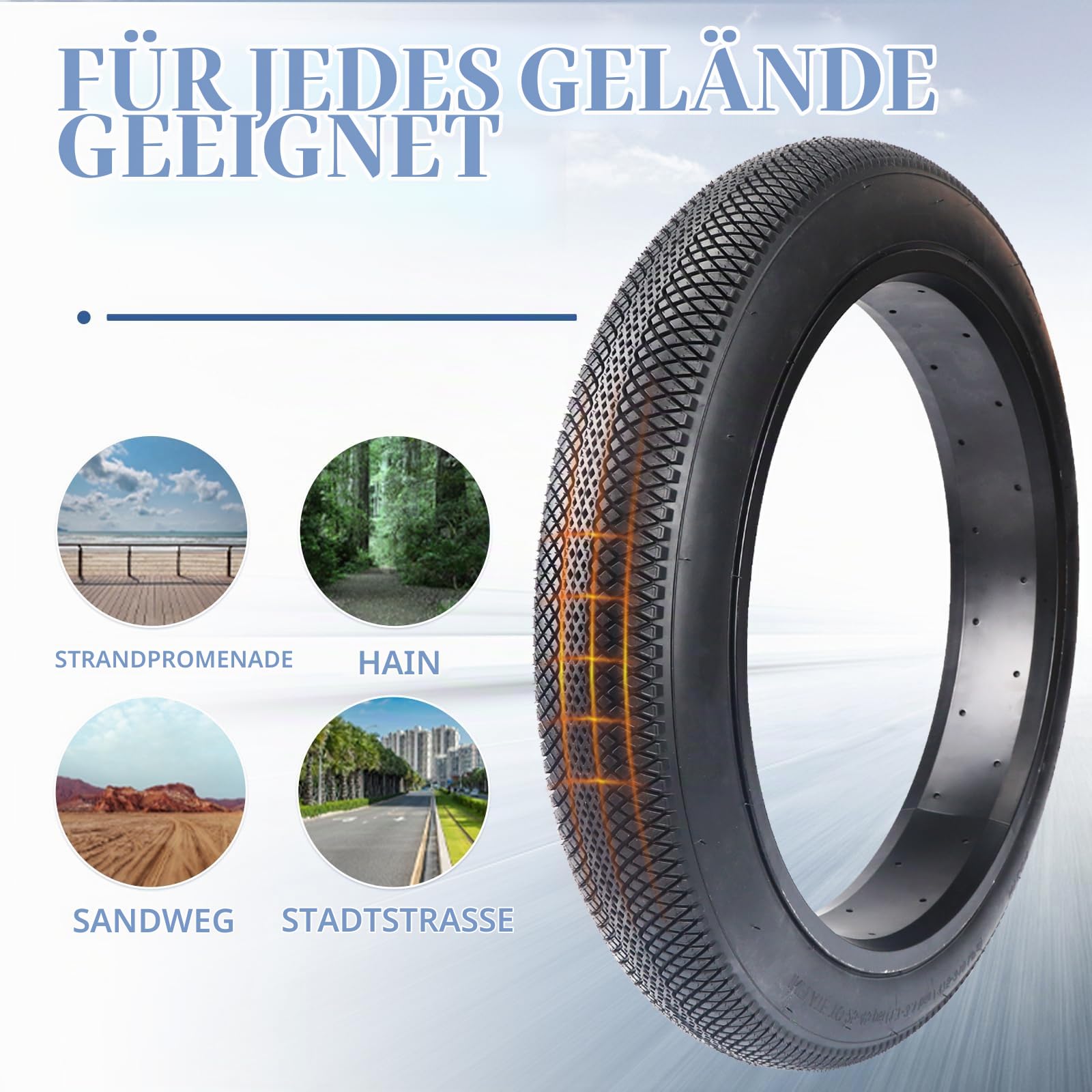 2er-Pack 3.0 Zoll E-Bike Reifen Fatbike Reifen 20/24/26x3.0 Heavy Duty Snow Bike Tires Fahrrad Mantel mit 2er-Pack 3.0 Fat schlauche AV32mm Ventil+ 2er Reifenhebel