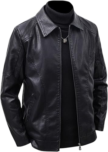 Men’s Winter Jacket – Warm PU Leather Coat – Insulated Faux Leather – Windproof Cold Weather – Stylish Men’s Outerwear (ZA, Alpha, 3X-Large, Regular, Regular)