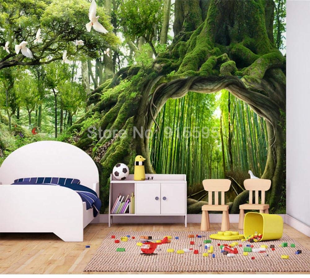 Papier peint photo vert forêt 350x245 cm WLLLO murale 3D salon