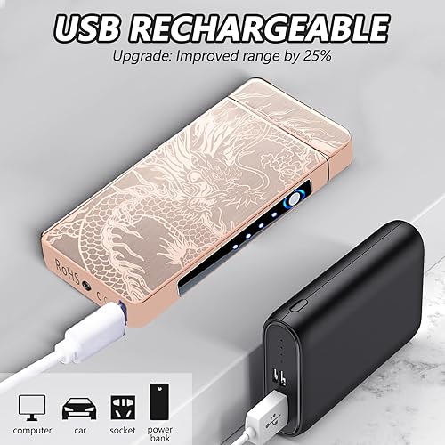 Miniatura 2 de Encendedor eléctrico USB recargable, encendedor de vela de arco de plasma, encendedor de antorcha de dragón, encendedor de llama de alta potencia a