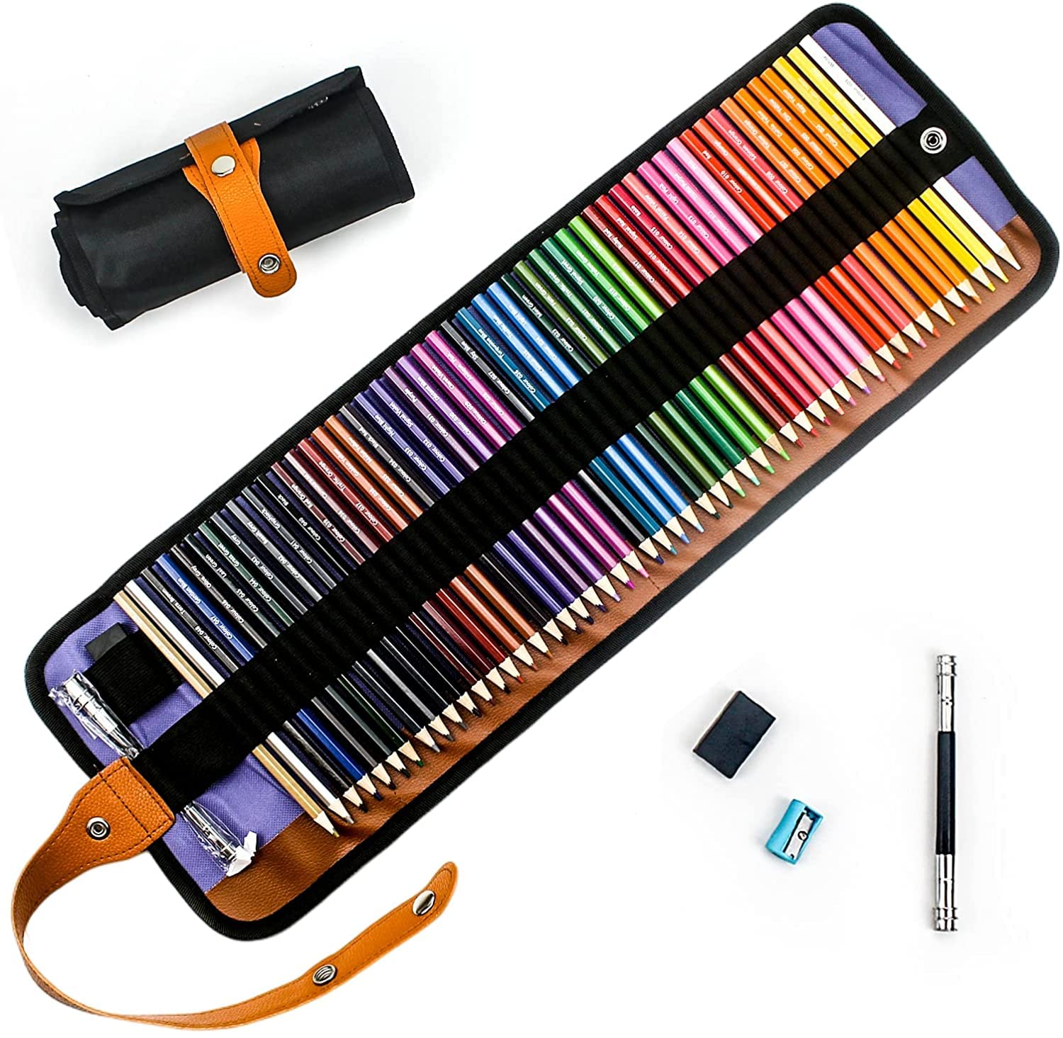 ELECDON Colored Pencils Set with Canvas Wrap, XingFu Tree, Extra Accessories Included, For Professional Color Mixing Painting and Sketching Daughter Oil-based Color Pencils (50 colors)