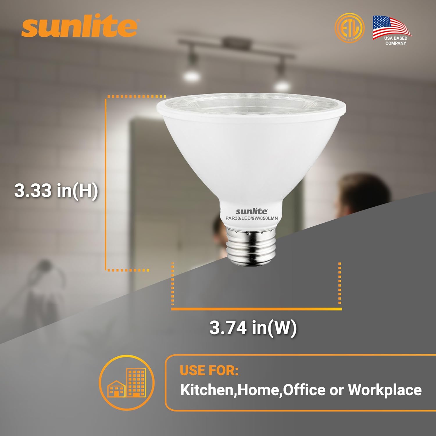 Sunlite LED PAR30 Short Neck Flood Light Bulb, 9 Watt, (75W Equivalent), 850 Lumens, Medium Screw (E26) Base, Dimmable, ETL Listed, 2700K Soft White, 6 Count