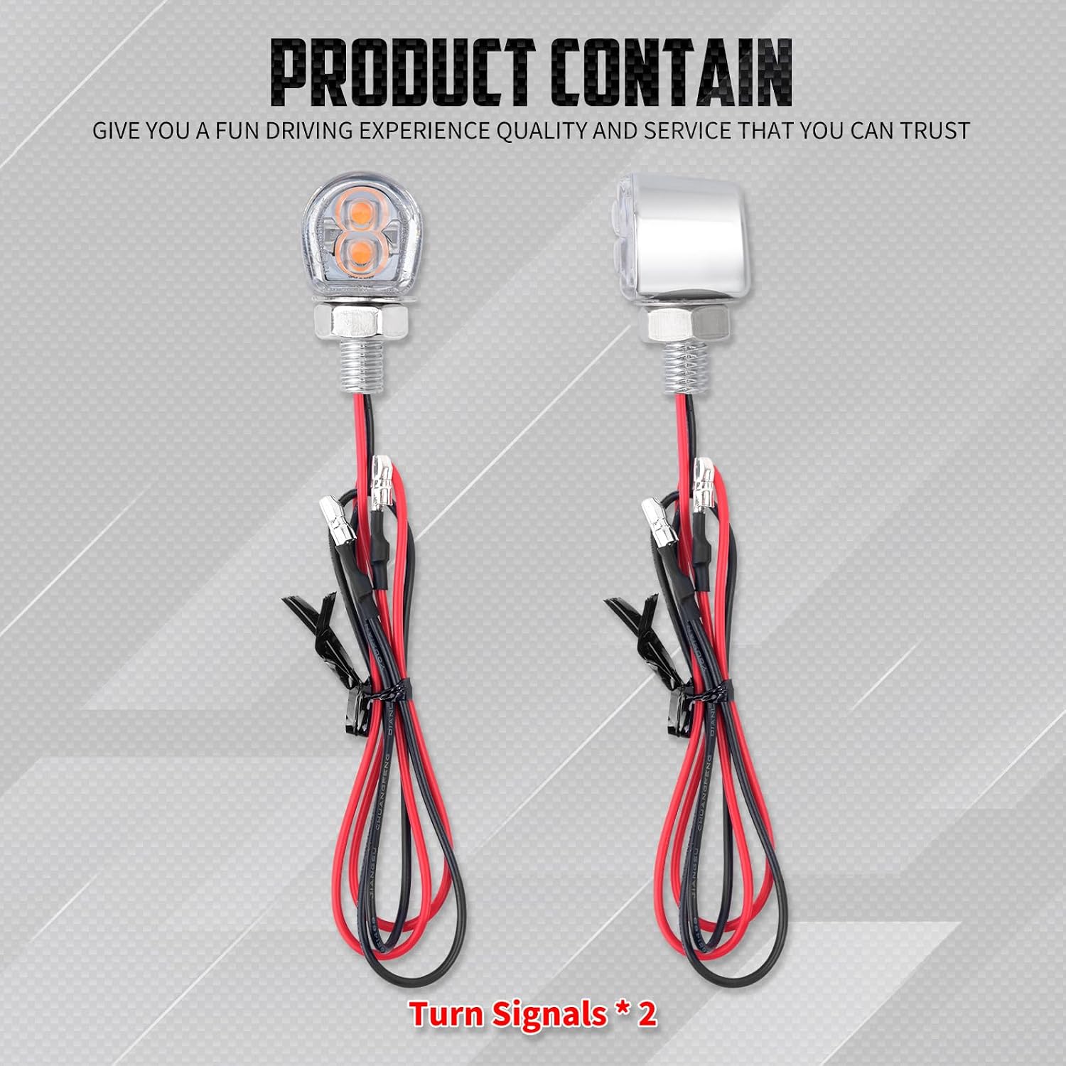 Motorcycle LED Mini Blinkers Small Turn Signals Light Micro Front Rear Indicator Fit for Harley Touring Dyna Softail Sportster Road King M8 Thread (Chrome Shell+clear Lens+2 Light)