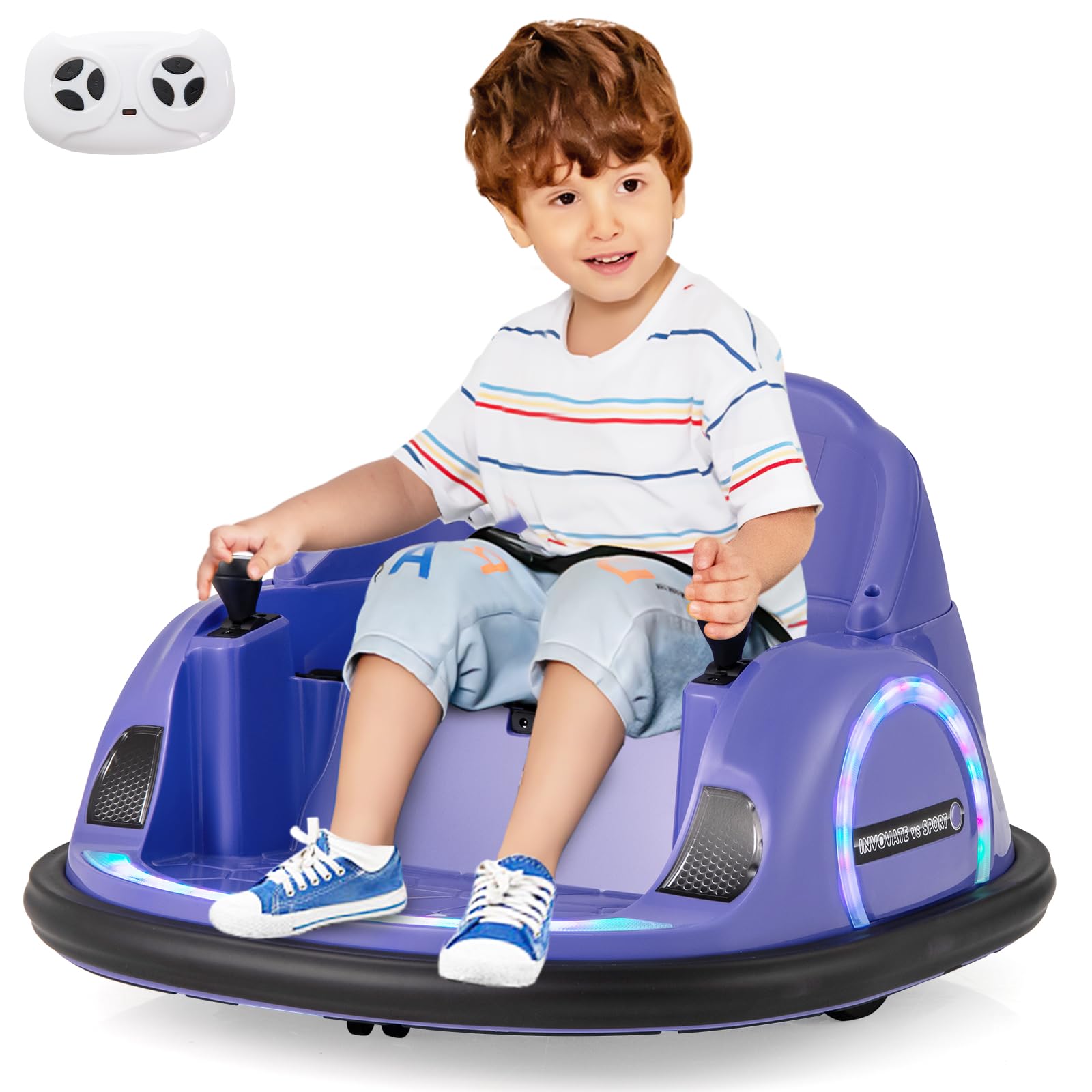 Costzon Electric Kids Ride-on Bumper Car w/Remote Control, Wireless Connection, Flashing Lights, Music, Sounds & 360 Degree Spin, Baby Bumper Car for