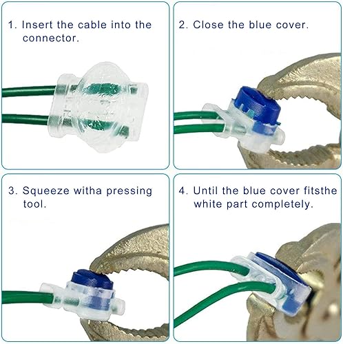 Miniatura 5 de Paquete de 50 conectores eléctricos IDC 314-BOX Pigtail de 3 cables para cables 22-14 AWG, cortacésped robótico, aplicaciones de riego
