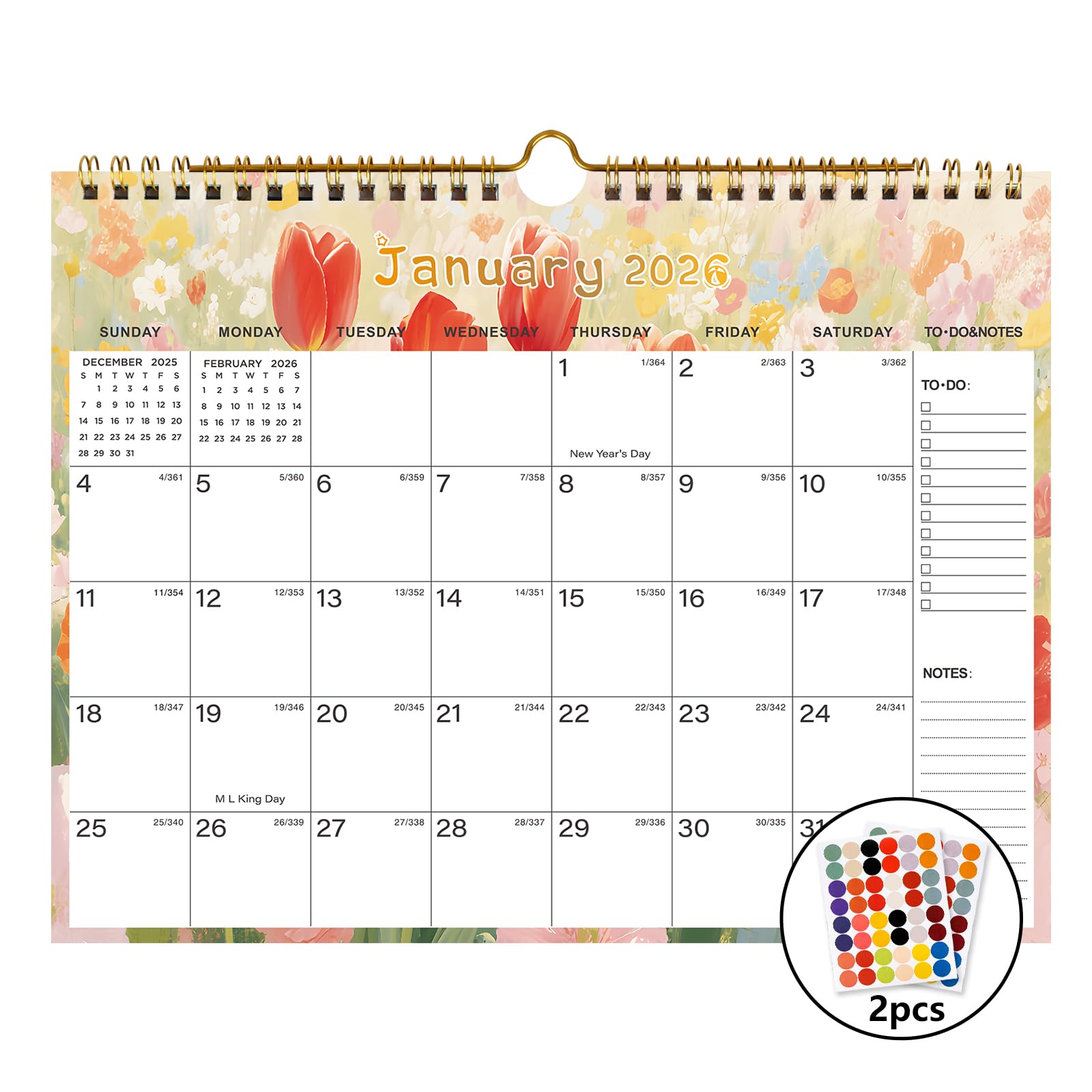 2026-2027 Wall Calendar - Includes January 2026 to June 2027, 18-Month Paper Wall Calendar 11 x 8.5 Inches.Thick Paper with Julian Dates