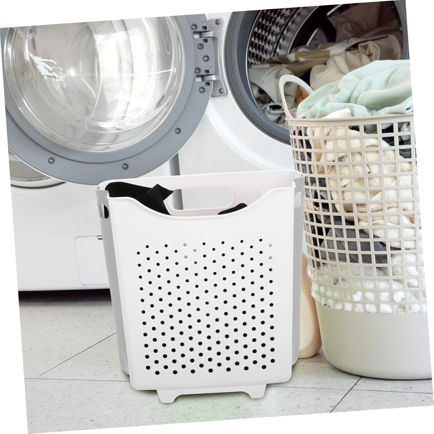 PRETYZOOM Foldable Hanging Laundry Basket Wall Mounted Collapsible Hamper Space Saving Laundry Storage Container for Bathroom and Dormitory Dirty Clothes Organizer