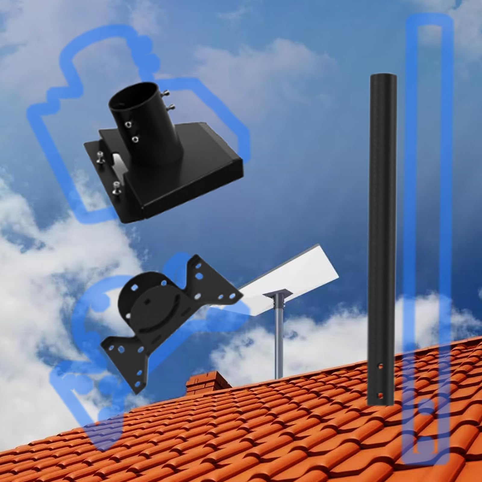 Support permanent pour antennes d'extérieur - Angle réglable à 360 degrés - Compatible avec mur et plafond - Résistant aux intempéries
