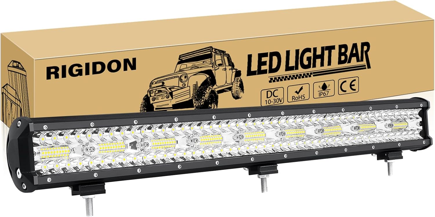 RIGIDON 2Pcs 4Inch 10cm 60W LED Fog Light, 8D Triple Row Flood Spot Combo 6000LM LED Work Lights, 12V 24V Off Road Light for Trucks, Pickup, Car, SUV, ATV, UTV, 4x4, Boat
