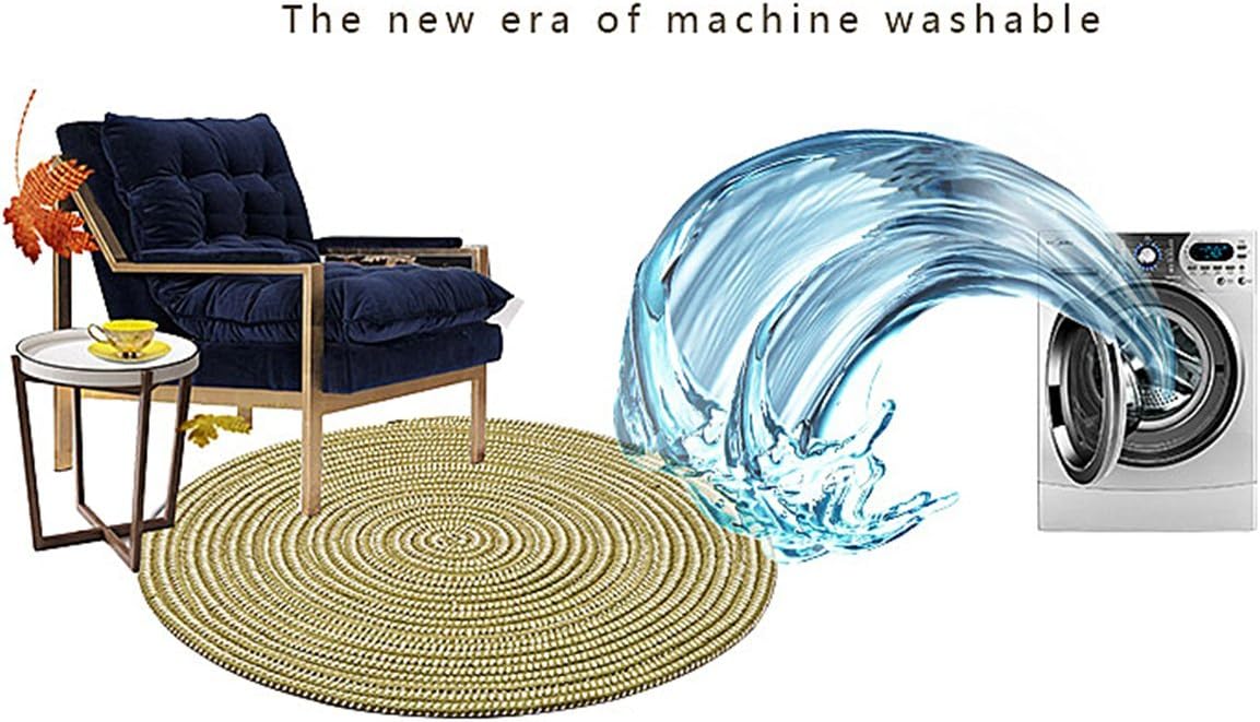 UKELER Handmade Braided Chenille Round Area Rug 5' for Living Room, Super Soft Absorbent Machine Washable Rugs Reversible Round Carpet, Grey