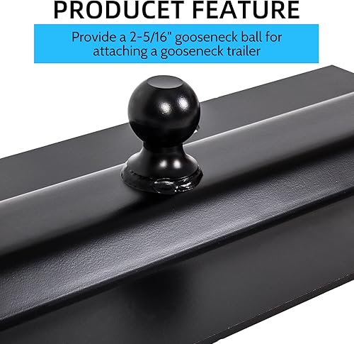 Miniatura 4 de Remolque de enganche de cuello de cisne de quinta rueda, multiajuste en la cama, desplazamiento fijo de 25,000 libras, bola de 2-5/16 pulgadas