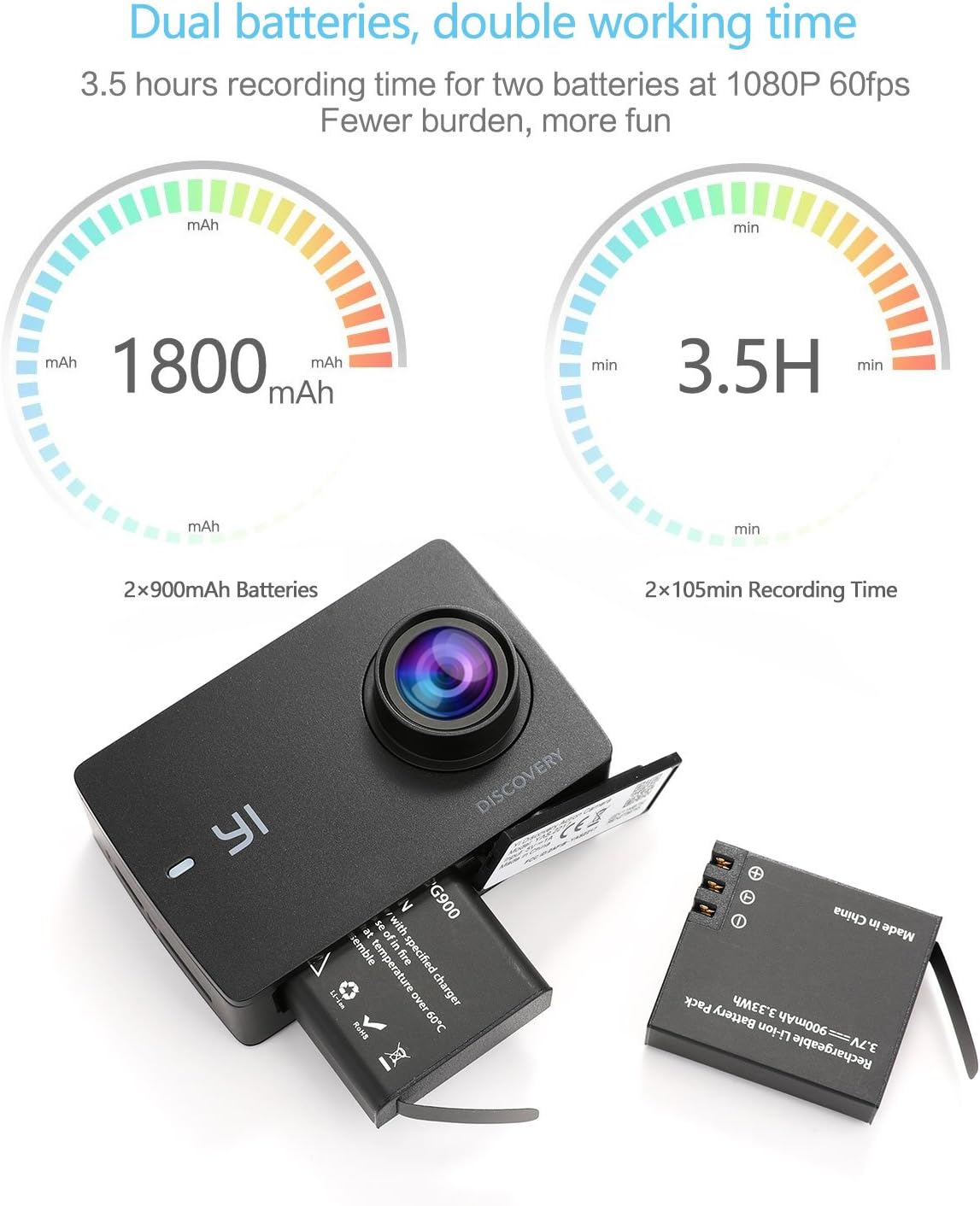 YI Action Camera, Discovery 4K WiFi Underwater Camera Touchscreen Sports Action Cam, Come with Remote, 40m Waterproof Case, 2 Rechargeable Batteries and Multiple Mounting Accessories Kits