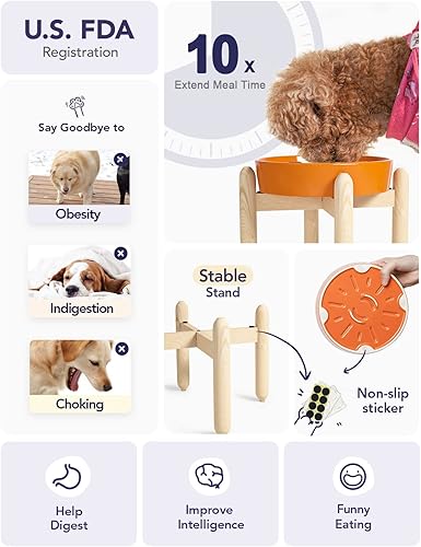 Vista 150 de LE TAUCI Cuencos de cerámica para perros de alimentación lenta, 3 tazas de alimentación lenta, tazón para perros de raza mediana y grande, cuenco