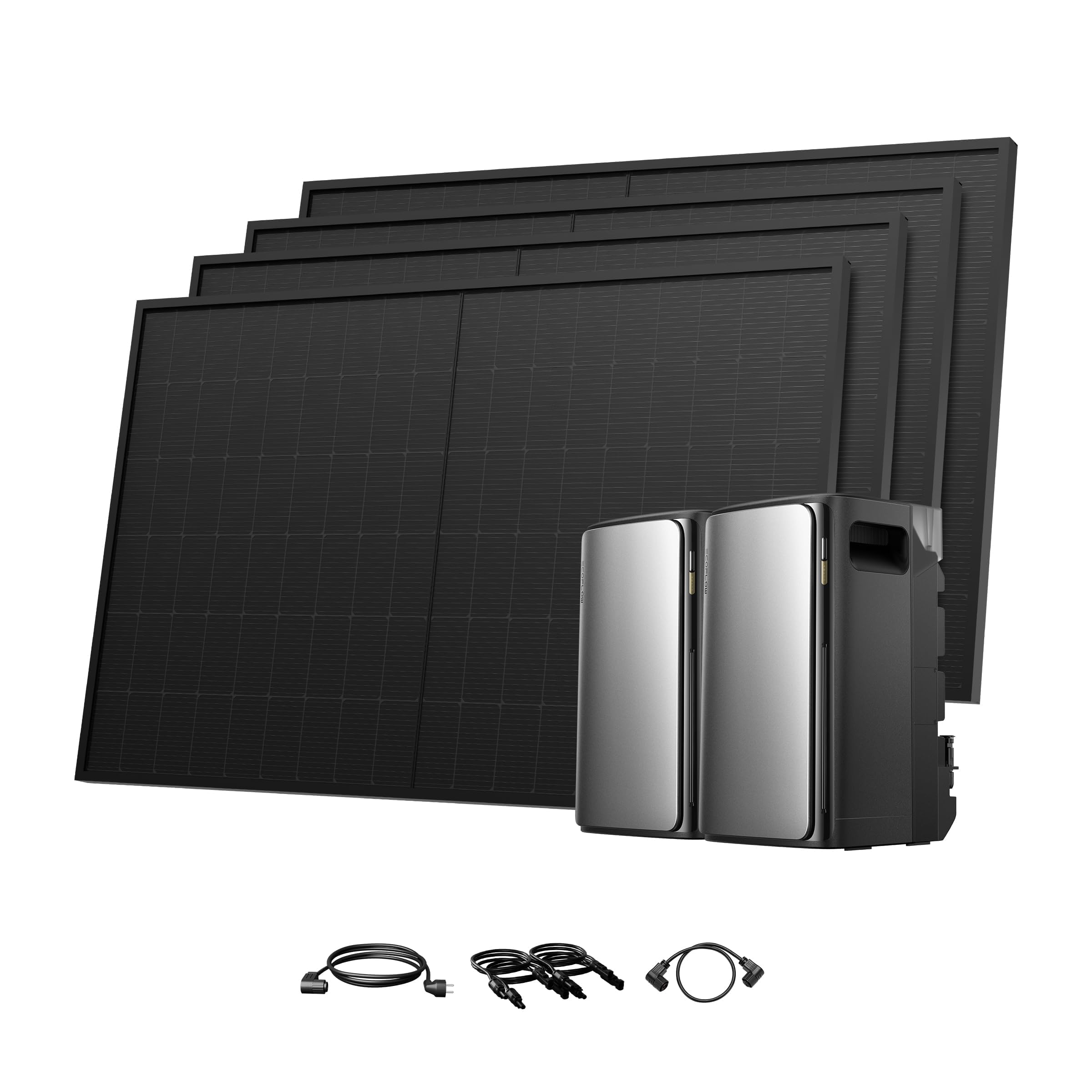 Powerness® All in One 1820W Balkonkraftwerk mit Speicher 3840Wh, 2× ECOFLOW STREAM Ultra mit 4 MPPT, 4× 455W Full Black Bifaziale Solarmodule, Zubehör Komplettset, Plug & Play (0% MwSt)