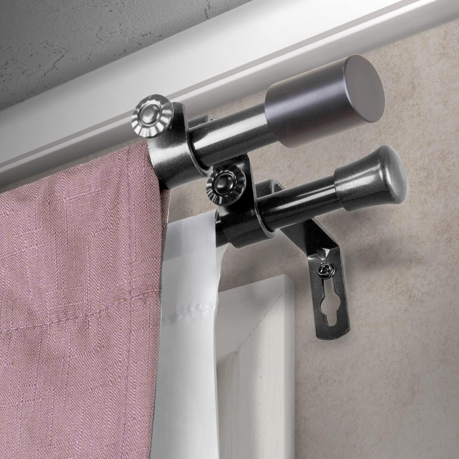 Bertha 5/8" Double Curtain Rod 28-48 inch - Satin Nickel