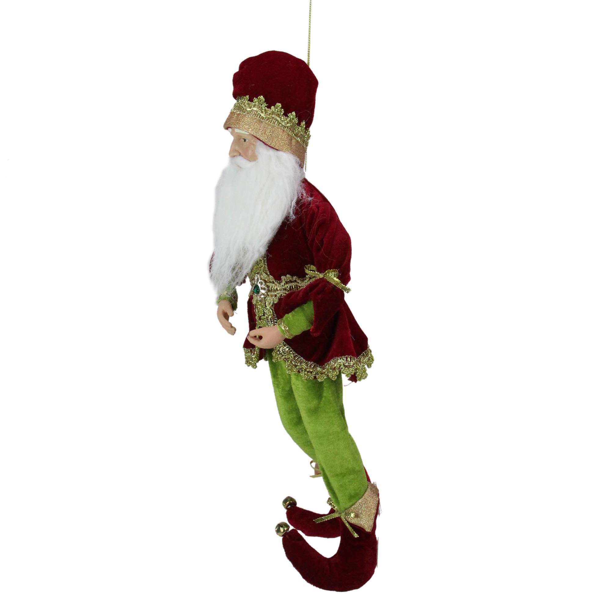 Northlight Enchanted Red Gold and Green Poseable Whimsical Christmas Elf King Figure, 18