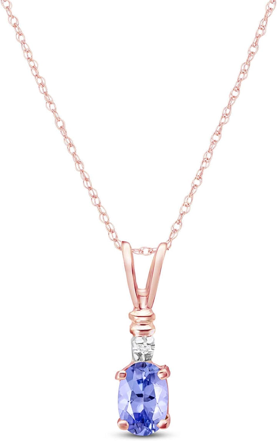 Galaxy Gold GG 14K Solid Gold Natural Tanzanite and Diamond Necklace, 14-24 Inch, Fine Jewelry for Women