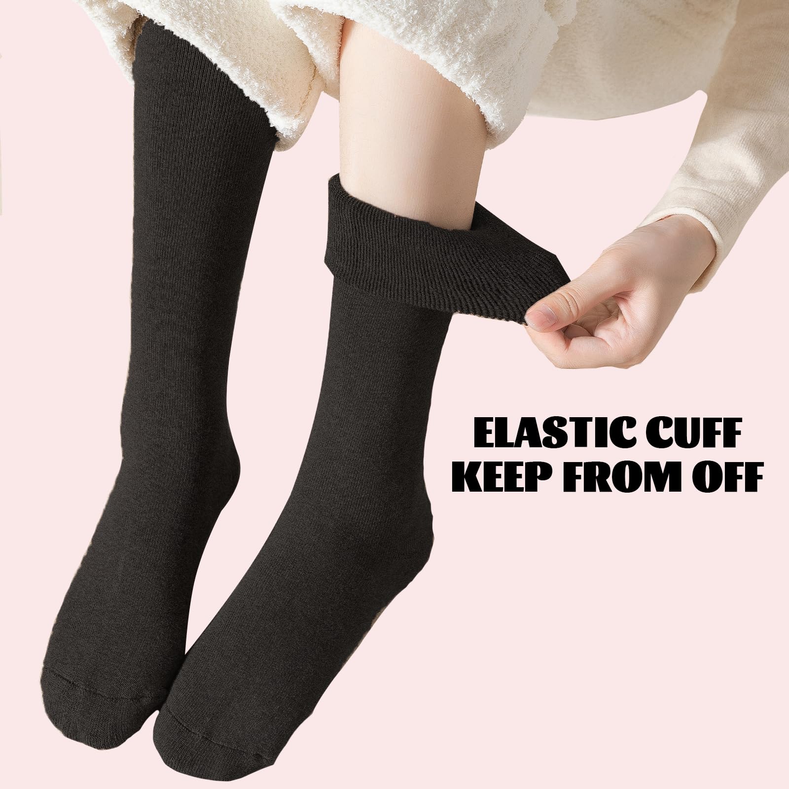 Calcetines hasta la rodilla para mujer, color negro, largos, gruesos, cálidos, para invierno, para senderismo, trabajo