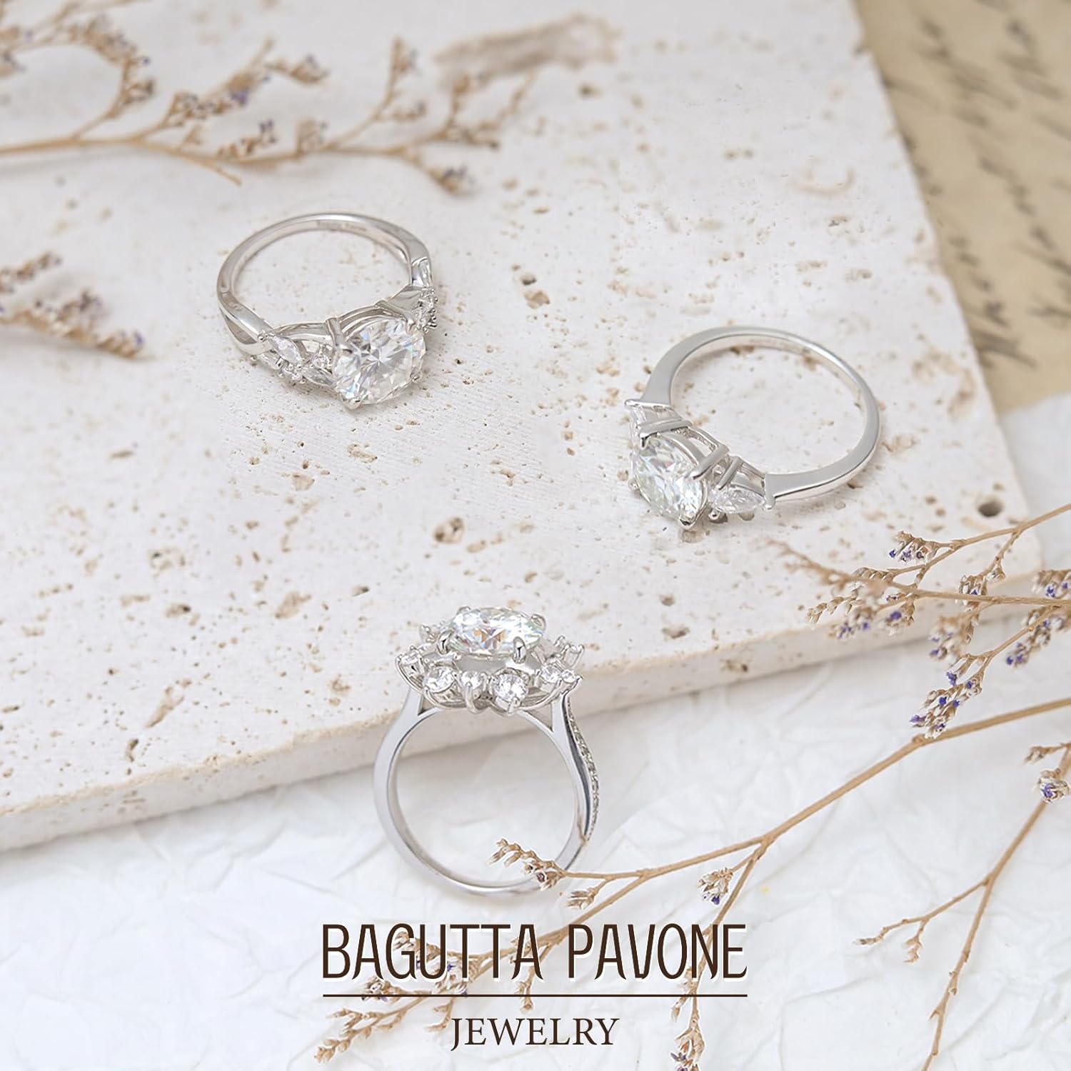 0.5/1/1.5/2/3CT Round/Flower/Round & marquise Cut Moissanite Engagement Rings for Women, D Color VVS1 Moissanite Promise Ring 18K Yellow/White Gold Plated S925 Sterling Silver