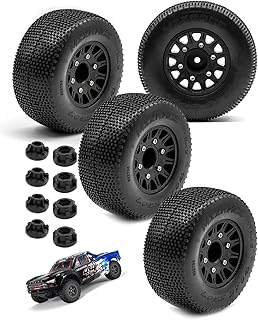 Rcarmumb 4pcs Rc Truck Tires,12mm/14mm Hex RC Wheels and Tires for 1/10 Slash 2WD 4Ã—4 4wd,Arrma Senton Axial Redcat Rc4wd Hex Detachable Replacement Snow Tires Desert Tires,Black