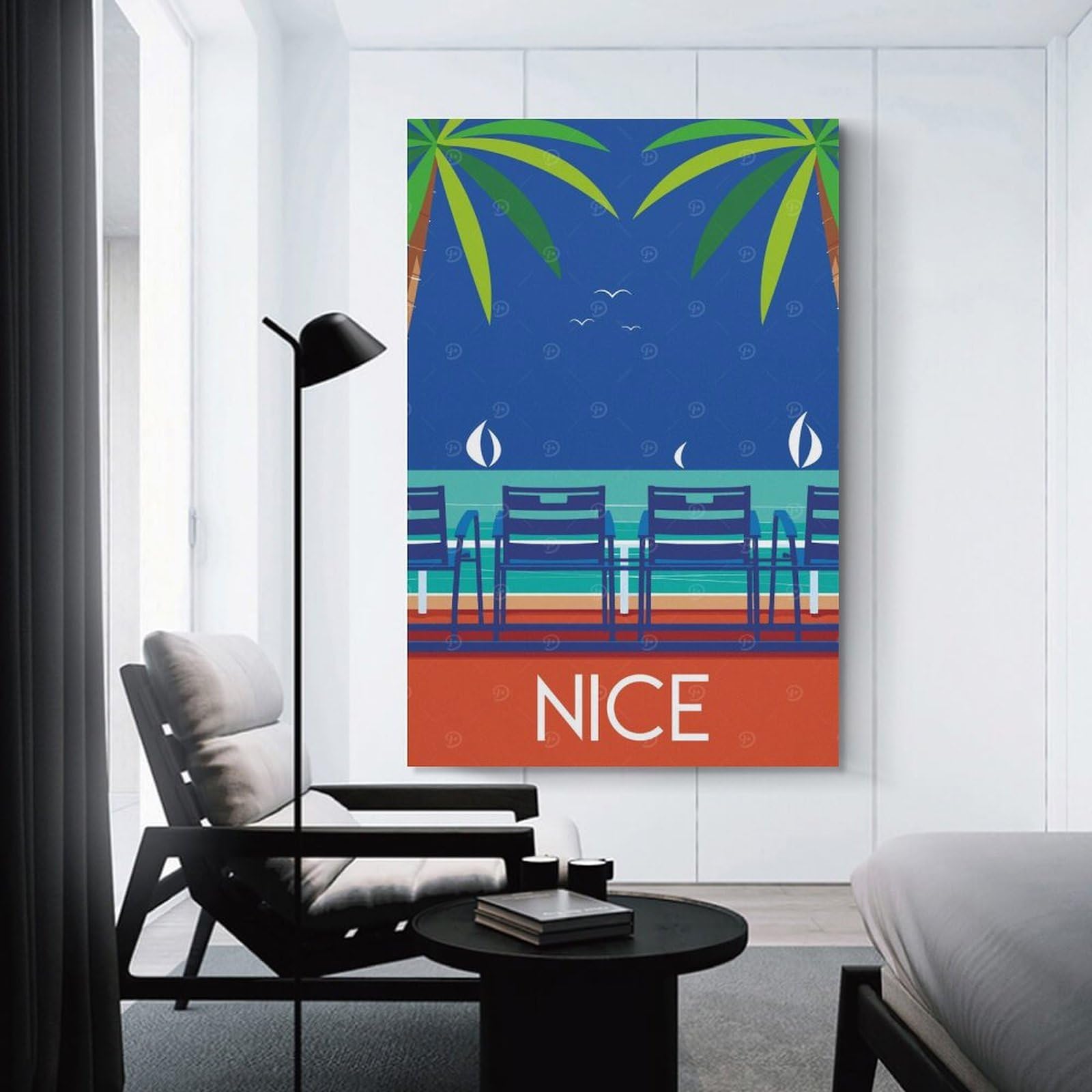 Junmoney Nice, France Travel Room Decor Wall Art, 20x30inch(50x75cm), for Bedrooms, Workspaces And Everyday Interiors, An Adaptable Decor Piece for Home Use
