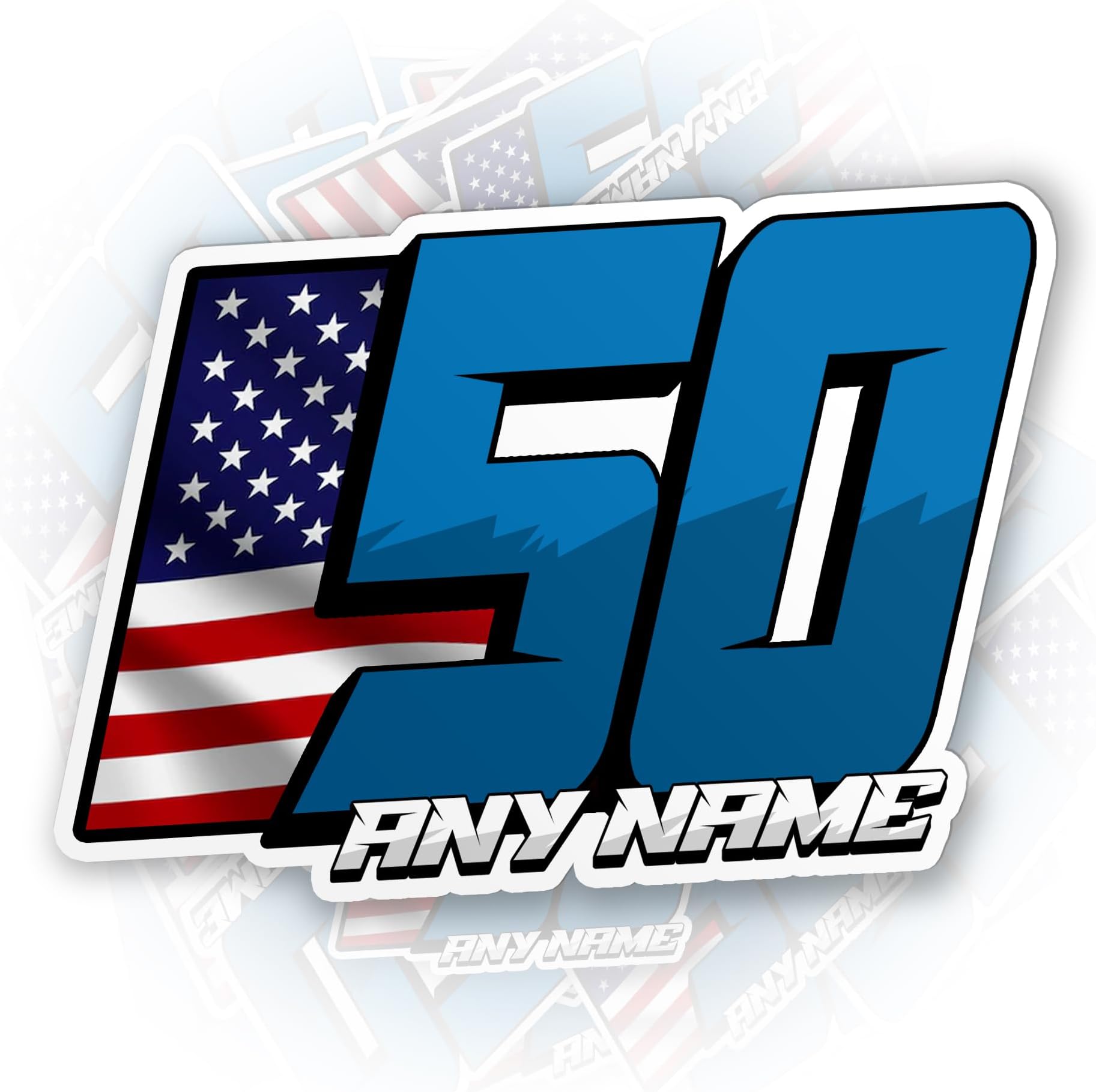 Custom Racing Stickers, Personalized Racing Name Number with National Flag Die-Cut Waterproof Vinyl Sticker for Cars Bumper RC Racing Water Bottle Merchandise Decals Stuff Gift Idea for Him Adults Men