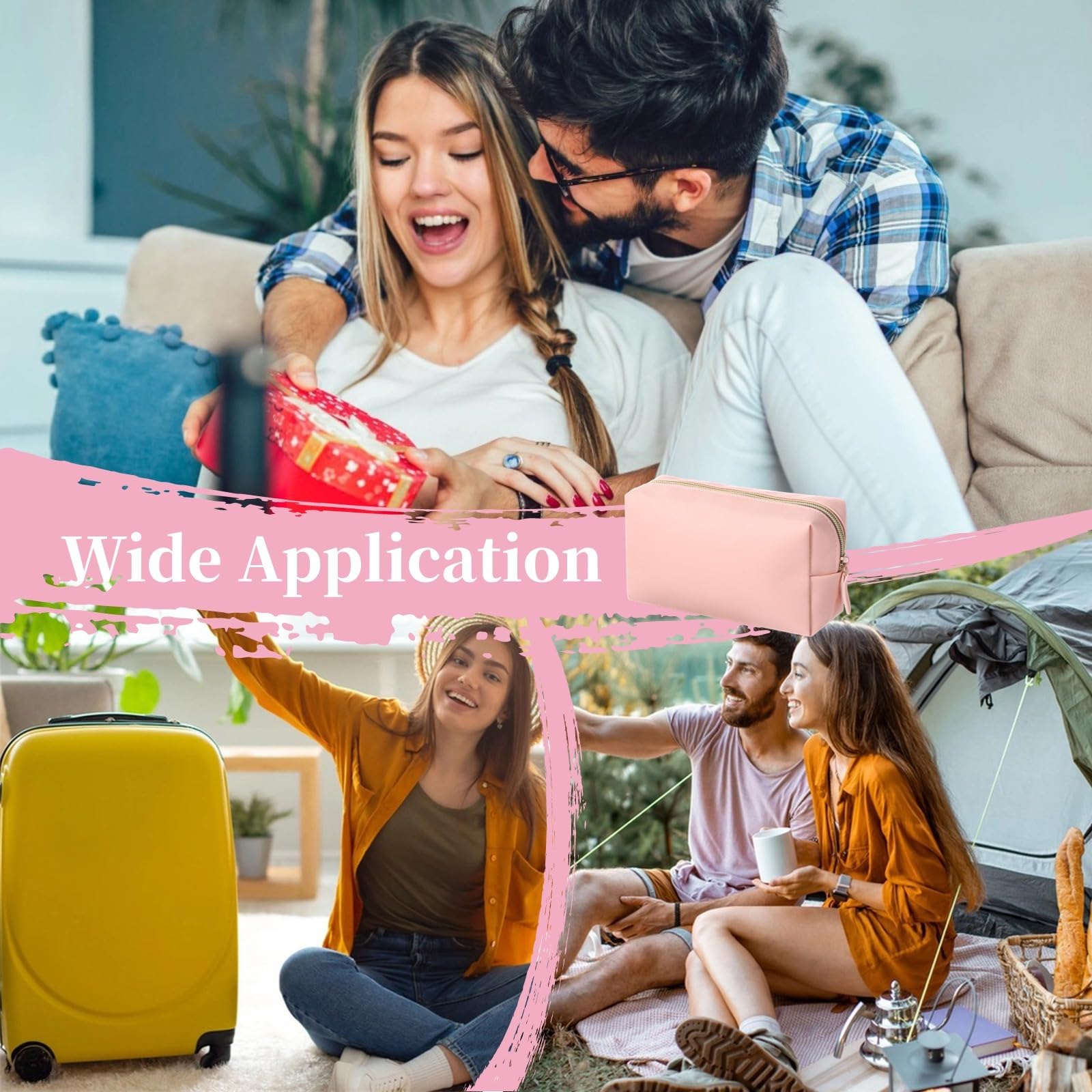8 piccole borse per il trucco da donna, in pelle PU, sacchetti per cosmetici preppy, impermeabili, portatili, organizer per riporre oggetti quotidiani da viaggio
