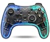 Wireless Switch Controller für Switch/Lite/OLED KonsoleSwitch Controller mit Präzise Bewegungssteuerung/Dual Motor Vibration/Turbo/Aufwecken Funktion/RGB Leuchtmodi/Durchsichtig Look/15Std Spielzeit
