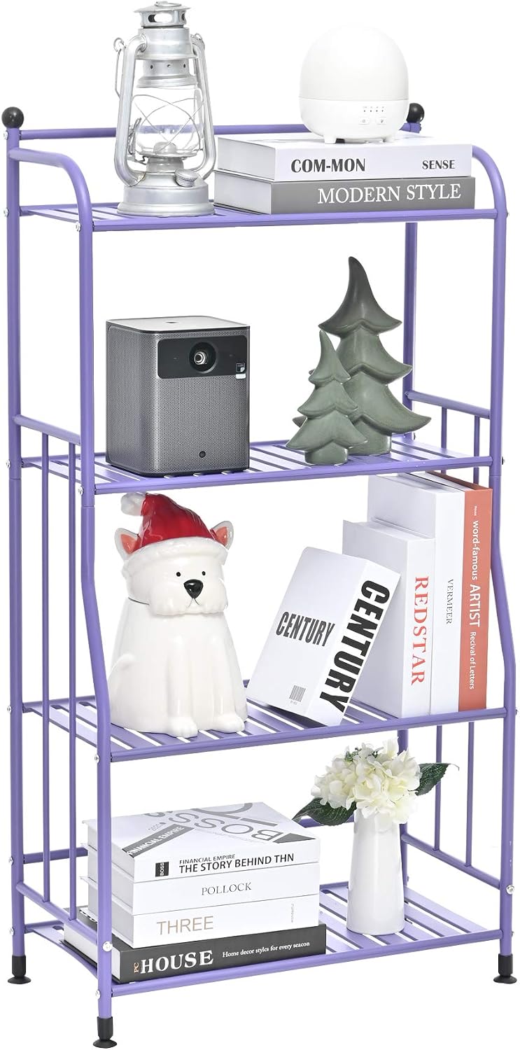 EXQ 4-Layer Metal Iron Sheet with Strong Load-Bearing Multi-Function Storage and Storage Rack Matte Purple (21.85Lx11.41Wx42.12H)