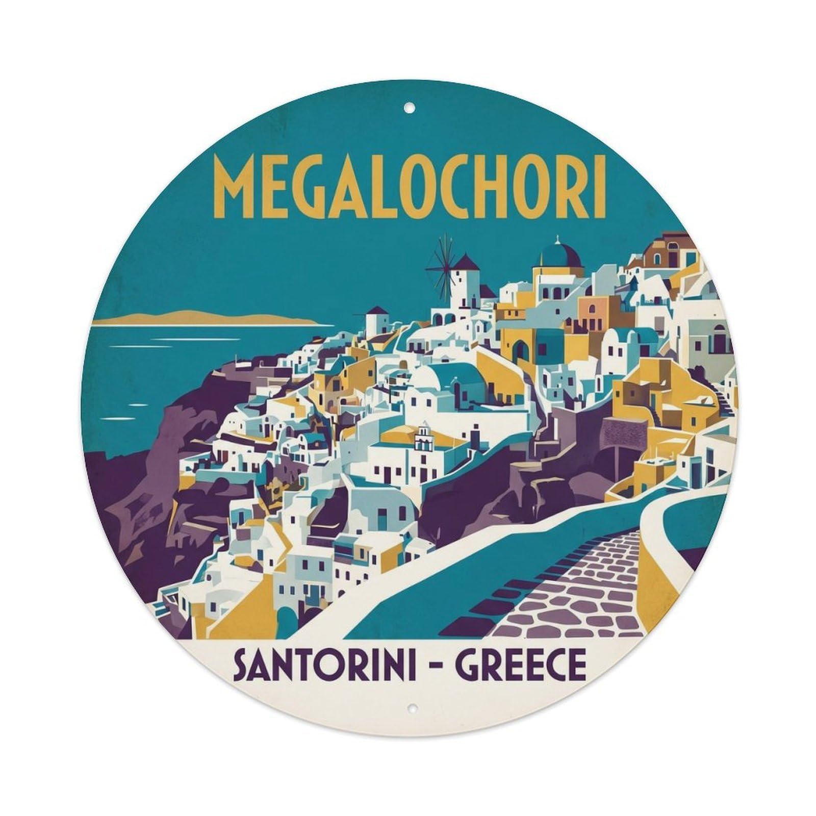 Megalochori Traditional Village Santorini Greece Greek Metal Tin Sign