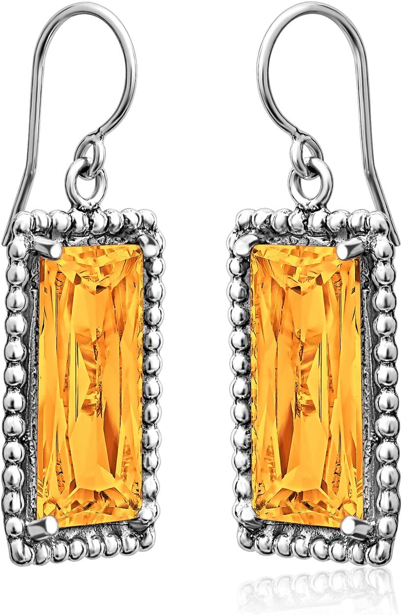 Jean Rachel Jewelry 925 Sterling Silver Dangle Earrings for Women - Baguette with Cubic Zirconia Vintage Design - Hypoallergenic, Lead & Nickel Free - Artisan Handcrafted Statement Earrings - Image 3