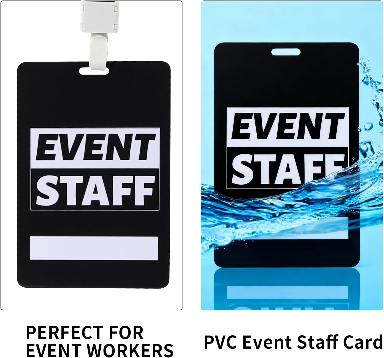 50 Sets Event Staff Lanyards, with Staff Pass writable Staff PVC Cards Black Lanyards Backstage Pass for Conference, School, Party Event, Office Supplies, Music Party(Black)
