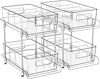 HIHEGD 2-Tier Clear Pull-Out Under Sink Organizer with Dividers - Bathroom Kitchen Pantry Cabinet Storage