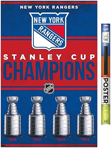 Trends International NHL New York Rangers - Póster de pared de Champions 23, 22.37 x 34.00 pulgadas, paquete de póster y clip prémium