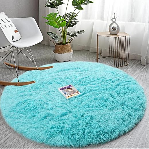 XINYUKEJI Tapete Redondo Felpudos Alfombra Estera de Felpa, Hogar Antideslizante Alfombras Piso Moqueta Mats Pad para Habitación Lavable Decorativo Suave Superficie(Azul Real, 100x100cm)