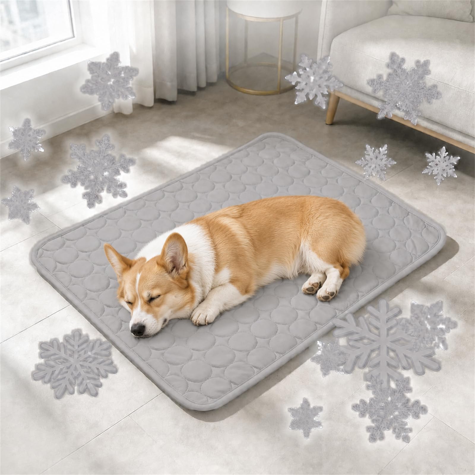 vnarunp Pet Cooling Mat for Dogs & Cats, Comfortable Summer Cool Bed for Hot Weather, Foldable and Easy-Clean Pet Pad for Home, Car, Crate and Travel (Gray,XL)