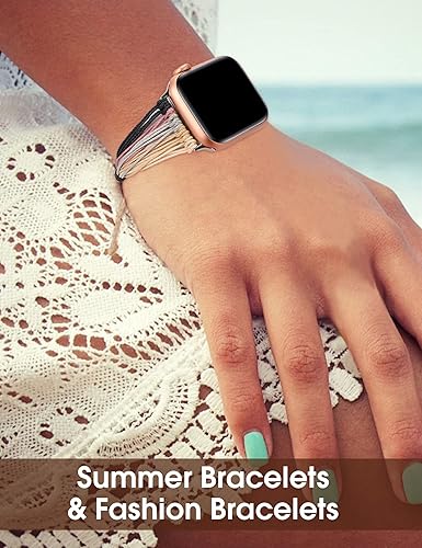 Miniatura 5 de SLICKA Correas bohemias compatibles con Apple Watch Band de 1.496 pulgadas, 1.575 pulgadas, 1.614 pulgadas, hechas a mano, trenzadas, hippie,