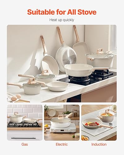 Miniatura 6 de VEVOR Juego de ollas y sartenes antiadherentes, juego de utensilios de cocina de granito, utensilios de cocina de inducción, juegos de cocina de RV