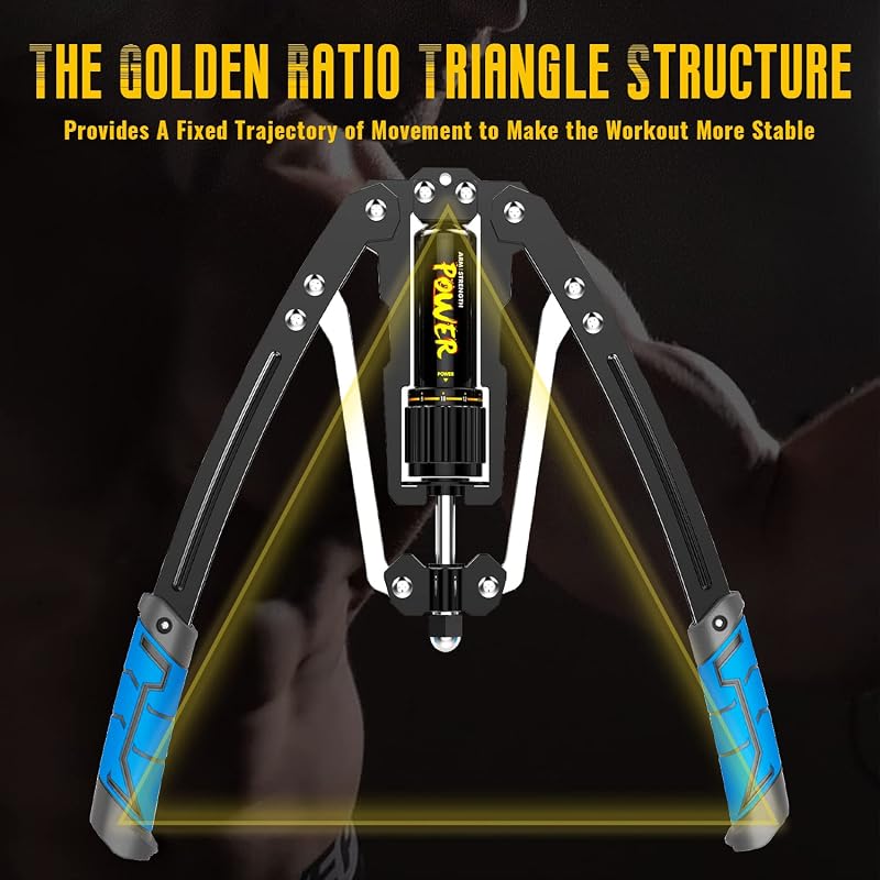 LEJIEYIN Állítható Power Twister 10-200 kg - Hidraulikus Mellizom Edző Eszköz Felsőtest Erősítéshez - Kék Fitness Edzőgép Otthoni Edzéshez