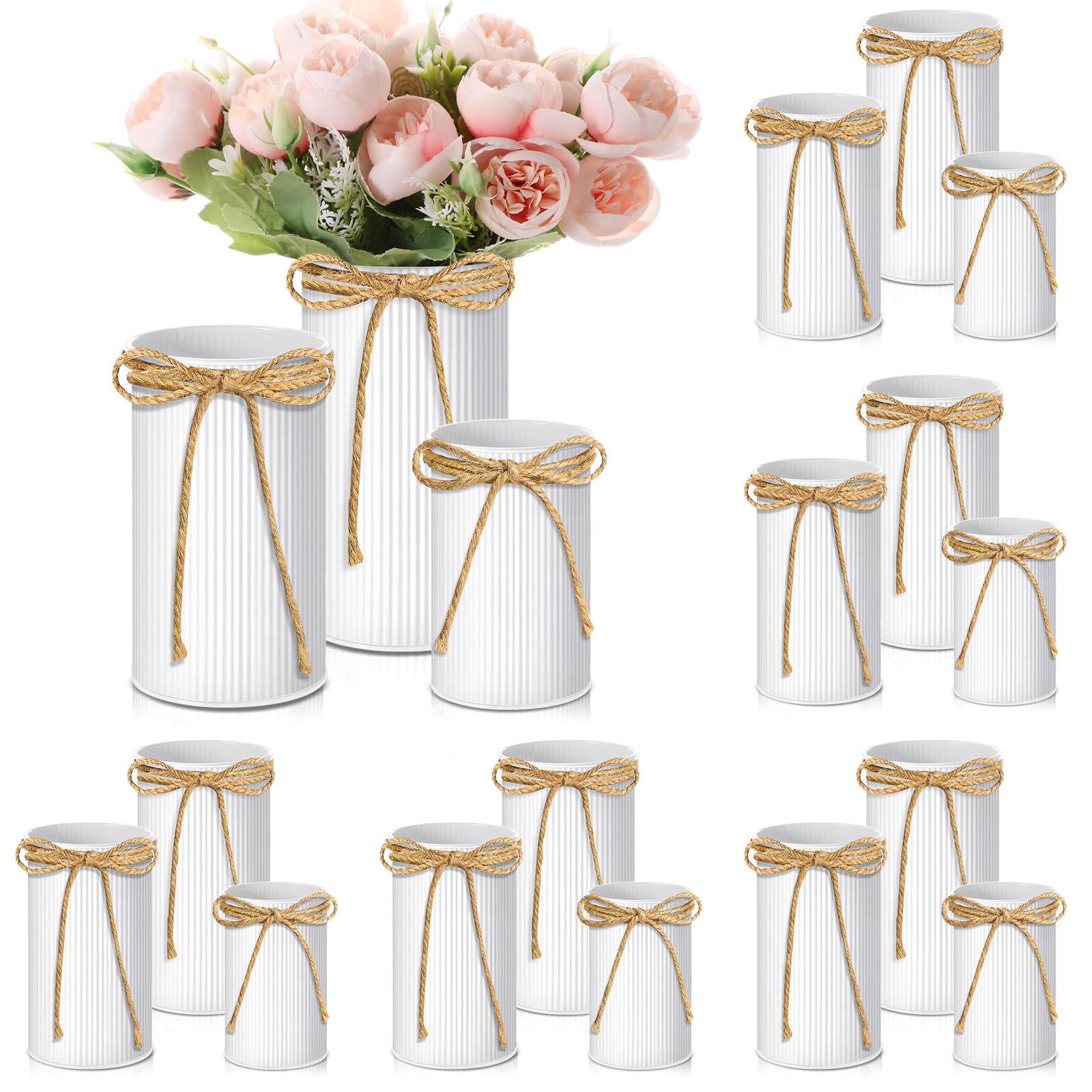 Vase galvanisé de ferme Zonon Lot de 18 pots rustiques de 11cm pour fleurs