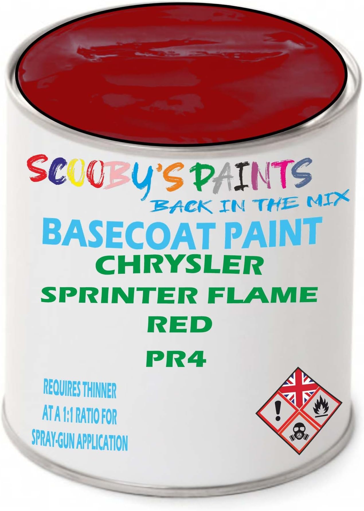 Paint Compatible With CHRYSLER Sprinter Flame Red PR4 NEAT Basecoat – Unthinned Automotive Colour (500Ml)