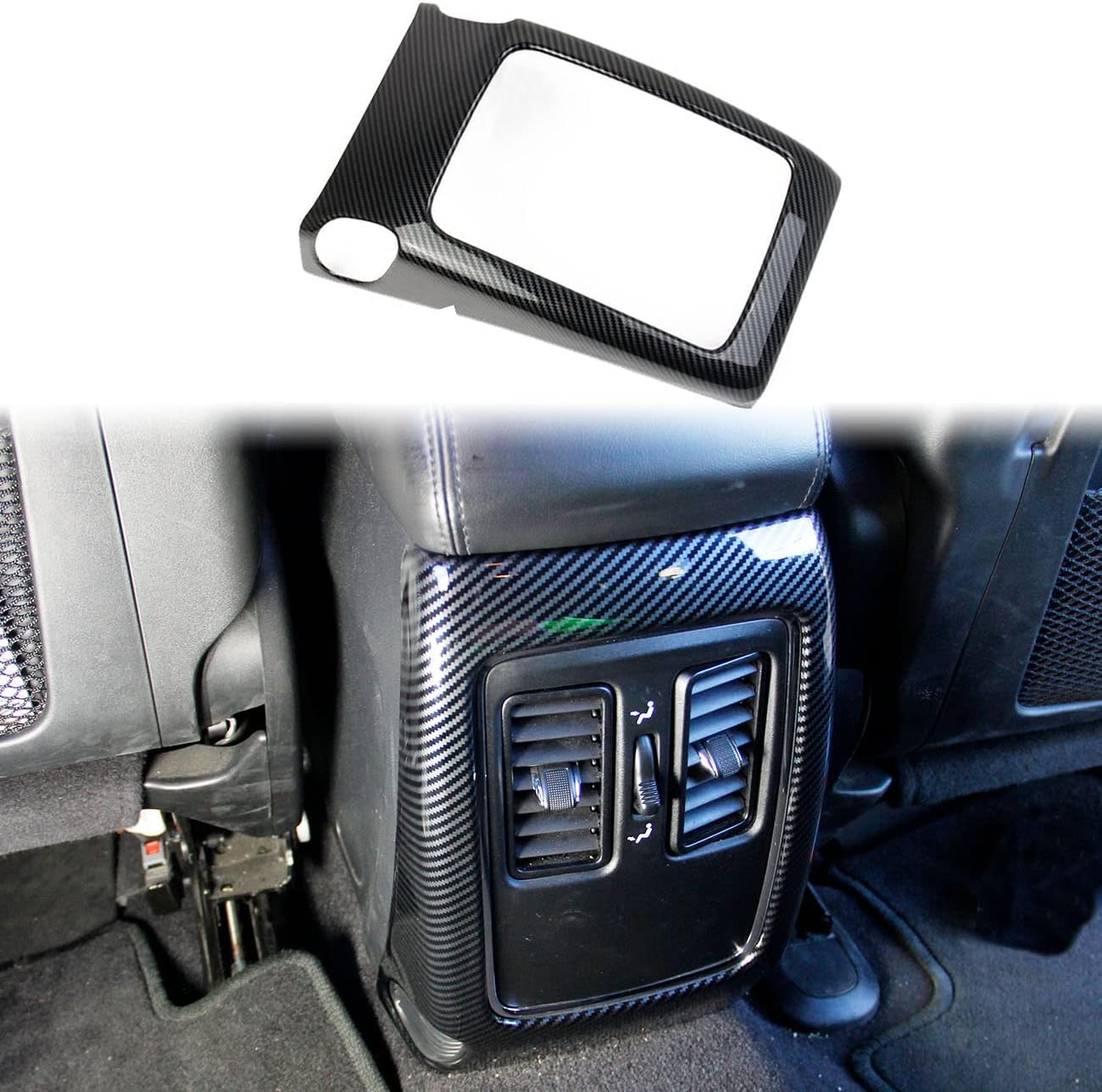 Carbon Fiber Rear Armrest box AC air conditioner Outlet Vent Trim for Dodge Durango 2011-2022