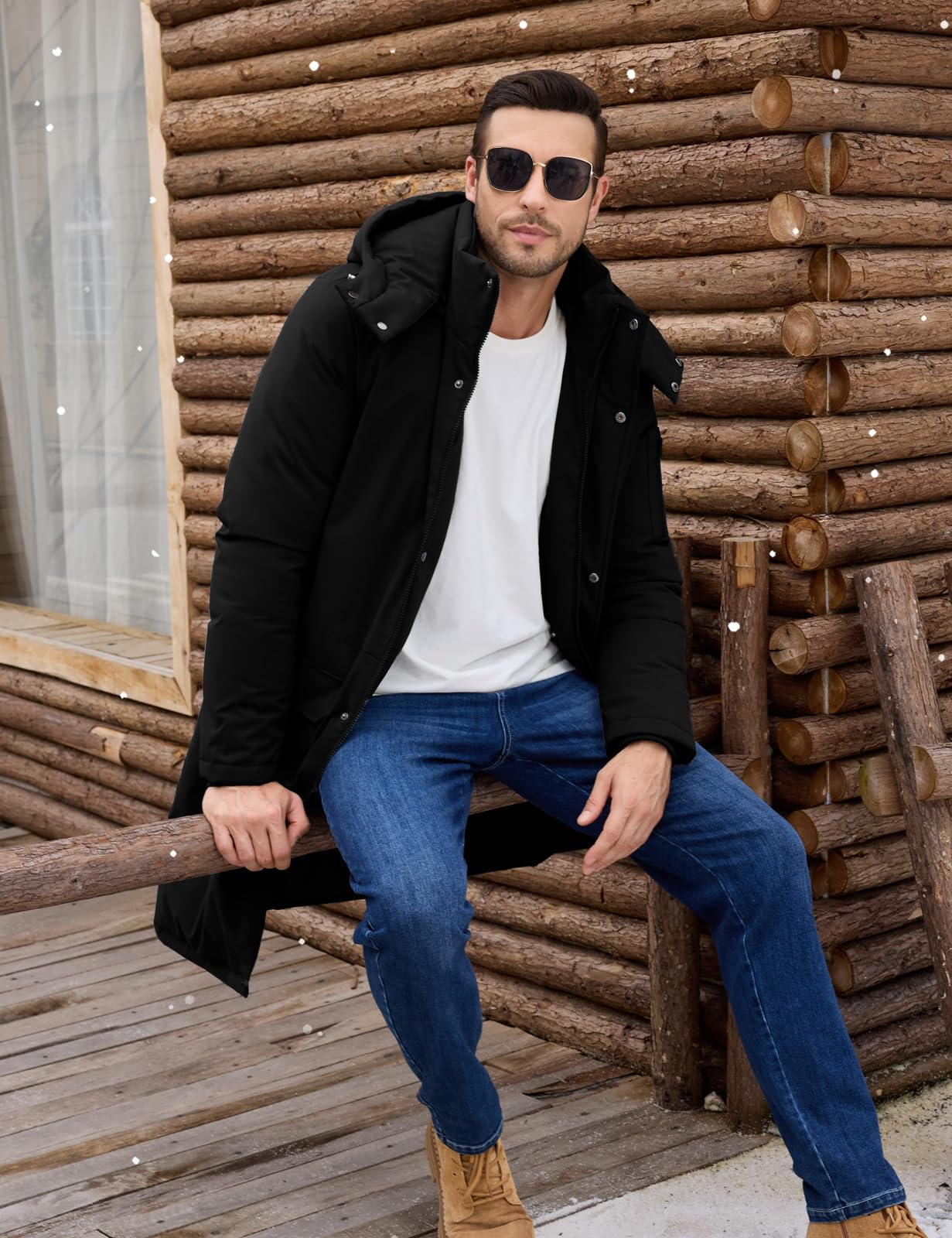TOMEEK Chaqueta Hombre Invierno Abrigo Largo Hombre Cálido Acolchada con Capucha Cremallera Parka Casual Chaquetas Cazadora Viento Abrigos Coat Chaquetón con Bolsillos