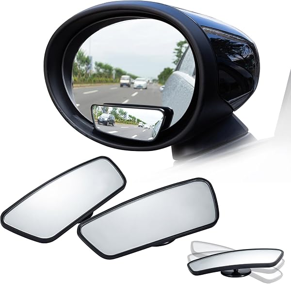 Spurtar 2 Pack Blind Spot Mirrors for Cars, HD Glass Framed Convex Rear View Blind Spot Mirror Stick on with 360° Rotation Adjustable blindspot mirror for Trucks, Cars, SUVs, RVs, and Vans - 1