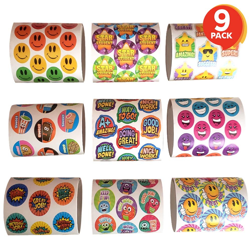 Buy ArtCreativity Teacher Reward Stickers for Kids 9 Rolls with Over