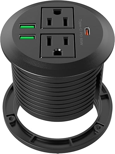 Miniatura 9 de Jgstkcity Tira de enchufes, ranura de alimentación empotrada para escritorio, carga rápida USB C de 40W total, agujero de 3.15 pulgadas, 4 salidas y