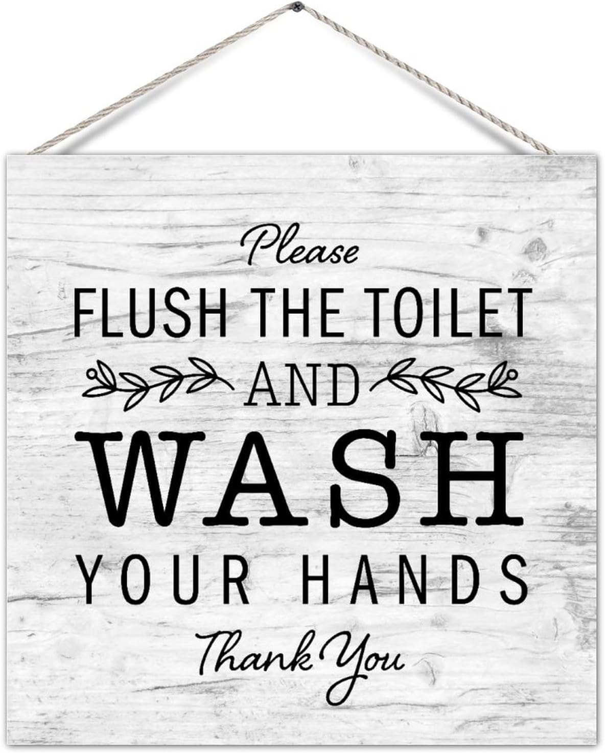 Funny Bathroom Sign Plaque Please Flush The Toilet and Wash Your Hands Old Fashioned Wood Wall Pediment Plank Hanging Sign Motivational Bathroom Wall Decor for Toilet Toilet Bathroom Decor 12in