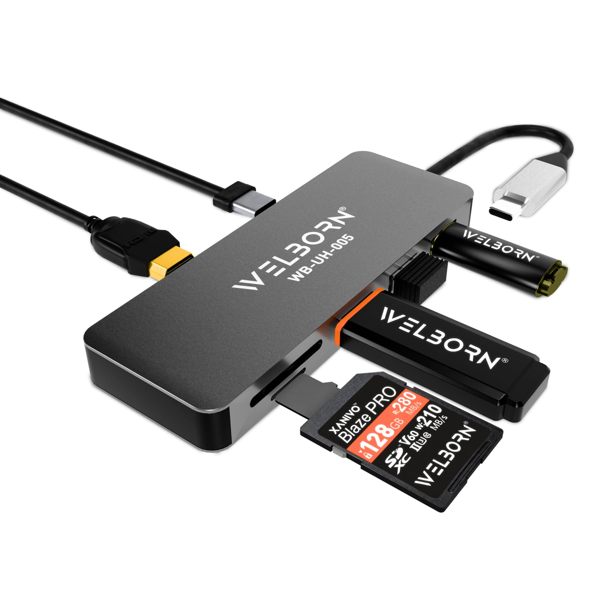 Welborn 7-in-1 USB-C Hub 4K 30Hz Multiport Adapter - Hdmi, 87W Pd, Ethernet, SD/Tf Cards Reader, USB-C, USB 2.0, USB 3.0 Ports - Compatible with Desktops, Laptops, Smartphones and More-picture-11